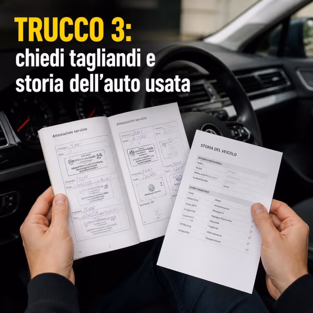 TRUCCO 3_ chiedi documenti, tagliandi e storia dell’auto_4