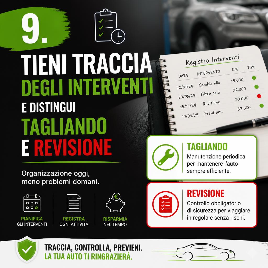 Tieni traccia degli interventi e distingui tagliando e revisione